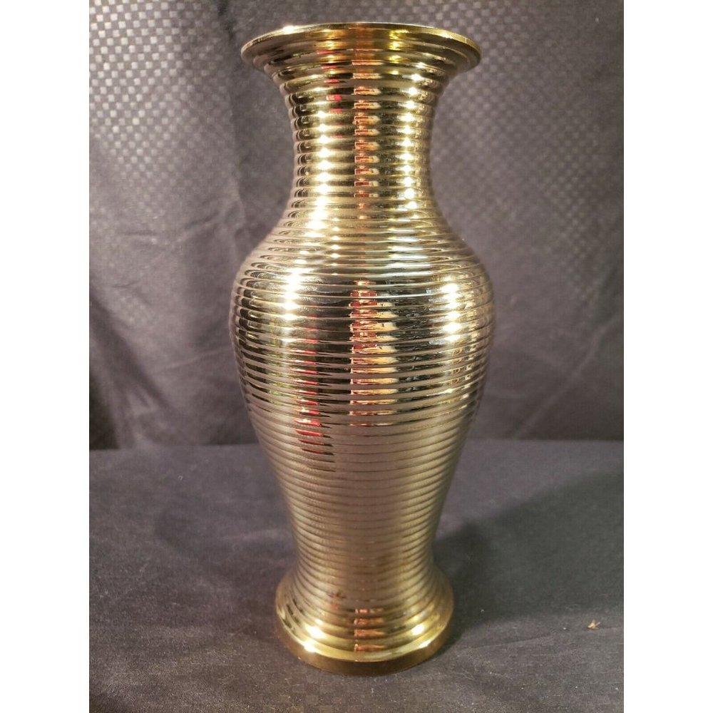 Vintage Solid Brass Vase Mid Century Modern Boho Style 9” Made In India